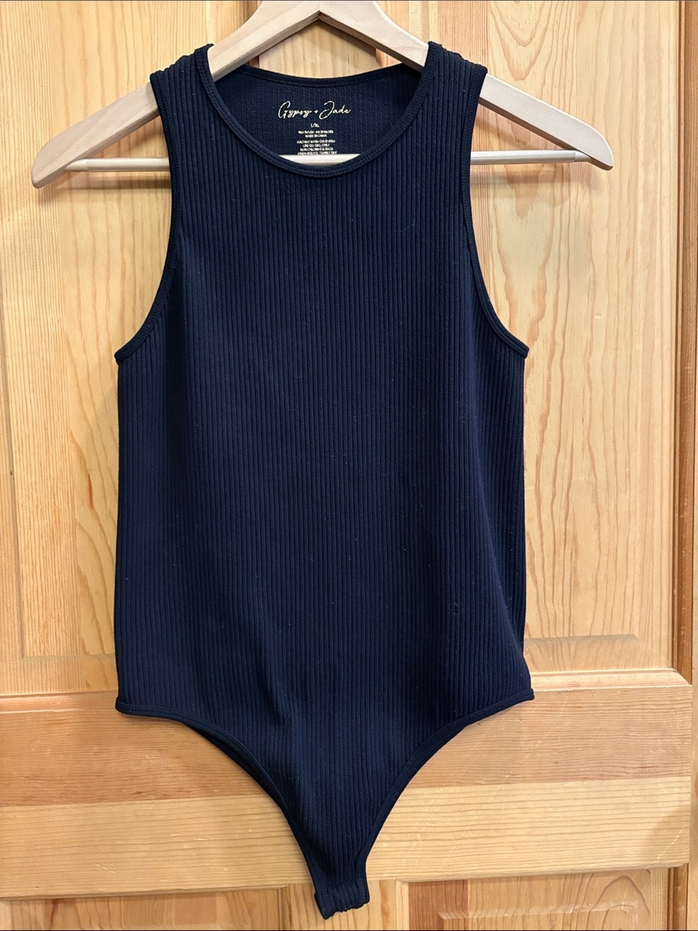Stretch Black Ribbed Razor Back Body Suit Sz L/XL
